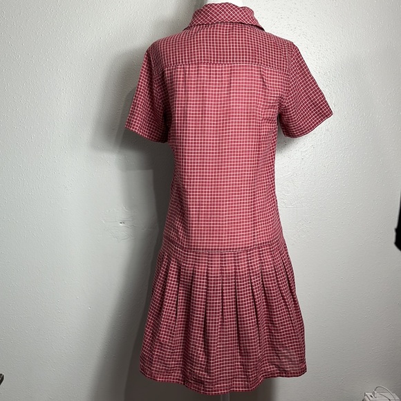 Vintage Fossil dress size XS burgundy white grid print - Picture 4 of 7